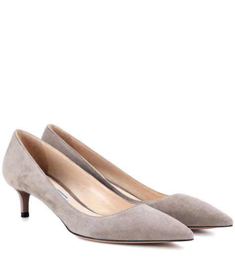 prada banana suede pumps|Prada kitten heel pumps.